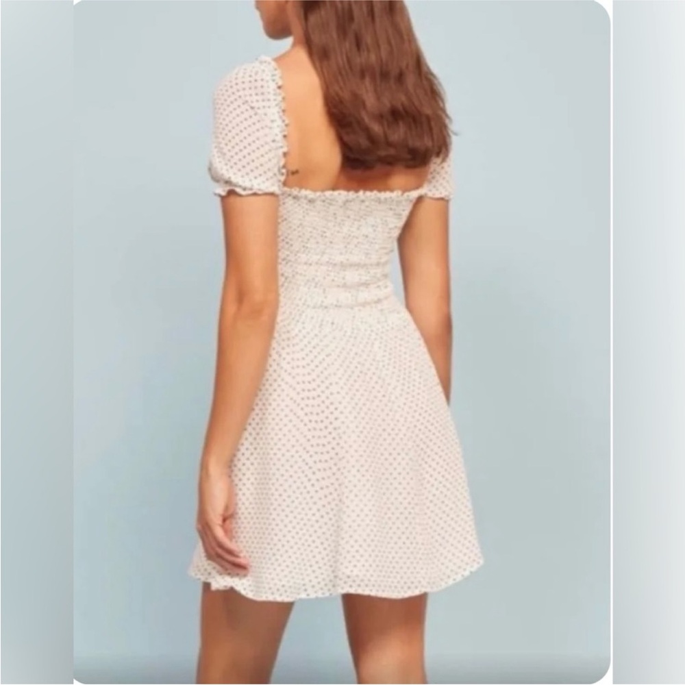Reformation Bambina White & Black Polka Dot Mini Dress View 2